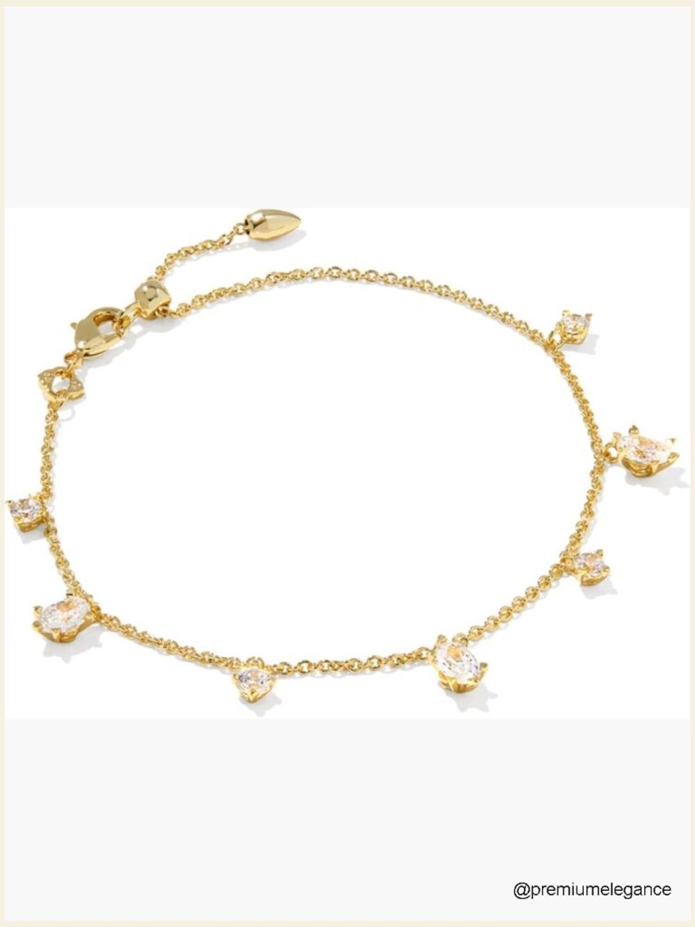 Delicate Chain Bracelet With Crystal Accents Adjustable Slider
